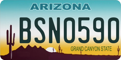 AZ license plate BSN0590
