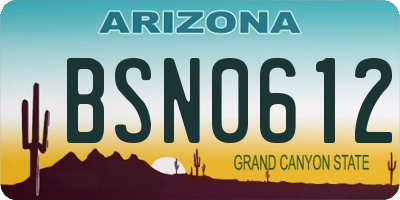 AZ license plate BSN0612