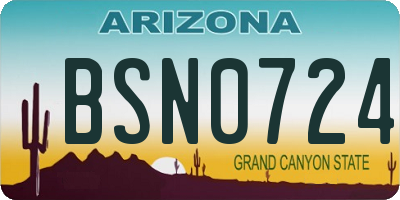 AZ license plate BSN0724