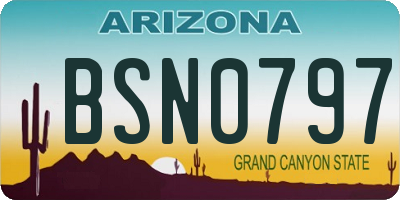 AZ license plate BSN0797