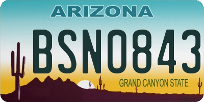 AZ license plate BSN0843