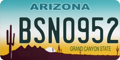 AZ license plate BSN0952