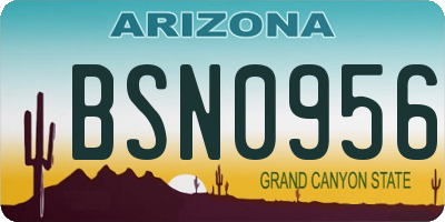 AZ license plate BSN0956