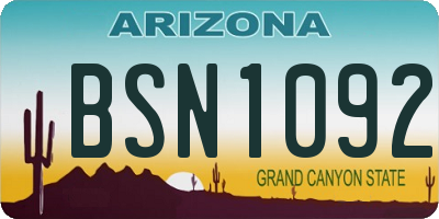 AZ license plate BSN1092