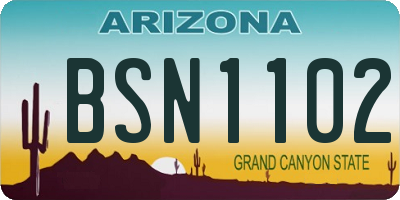 AZ license plate BSN1102