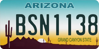 AZ license plate BSN1138