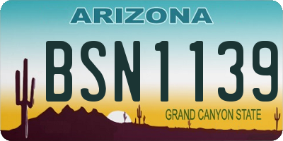 AZ license plate BSN1139