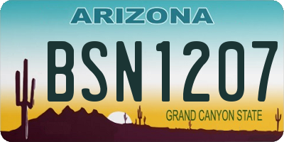 AZ license plate BSN1207