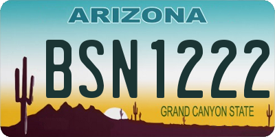 AZ license plate BSN1222