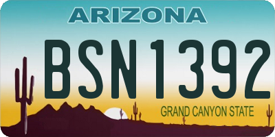 AZ license plate BSN1392