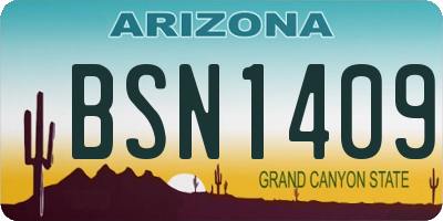 AZ license plate BSN1409