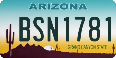 AZ license plate BSN1781