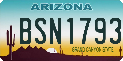 AZ license plate BSN1793