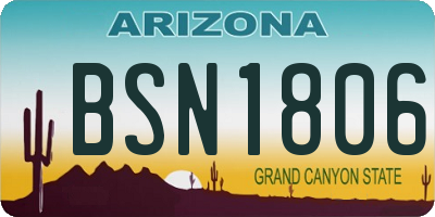 AZ license plate BSN1806