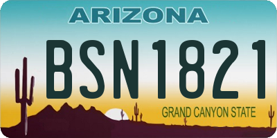 AZ license plate BSN1821
