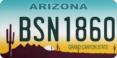 AZ license plate BSN1860