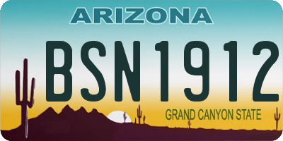 AZ license plate BSN1912