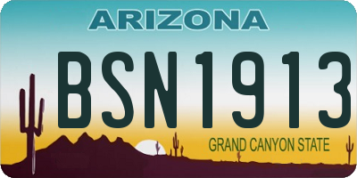 AZ license plate BSN1913