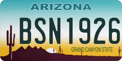 AZ license plate BSN1926