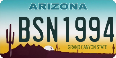 AZ license plate BSN1994