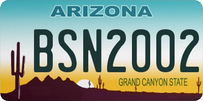 AZ license plate BSN2002