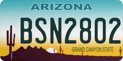 AZ license plate BSN2802