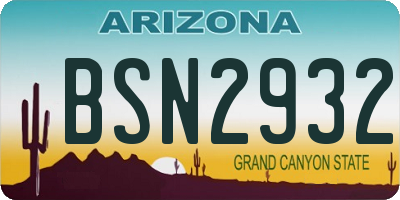 AZ license plate BSN2932
