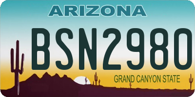 AZ license plate BSN2980