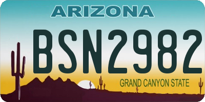 AZ license plate BSN2982