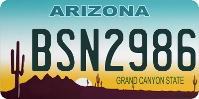 AZ license plate BSN2986