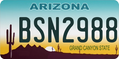 AZ license plate BSN2988