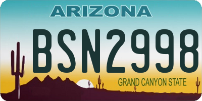 AZ license plate BSN2998