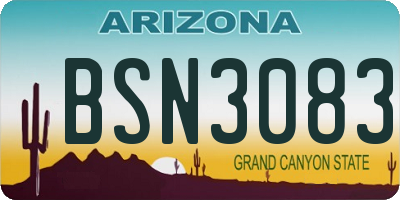 AZ license plate BSN3083