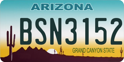 AZ license plate BSN3152