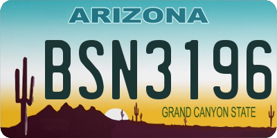 AZ license plate BSN3196