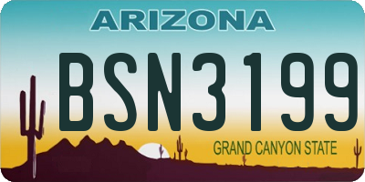 AZ license plate BSN3199