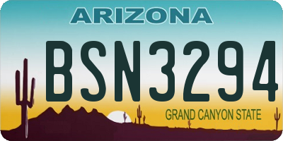 AZ license plate BSN3294