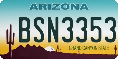 AZ license plate BSN3353