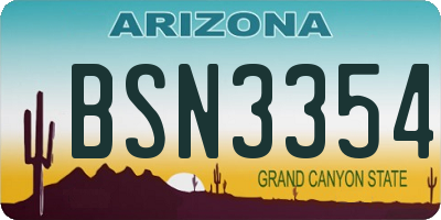 AZ license plate BSN3354