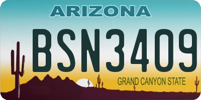 AZ license plate BSN3409