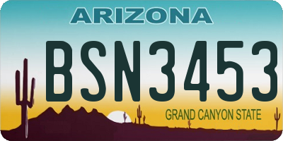 AZ license plate BSN3453