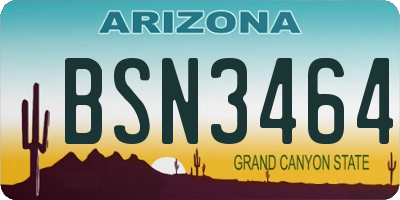 AZ license plate BSN3464