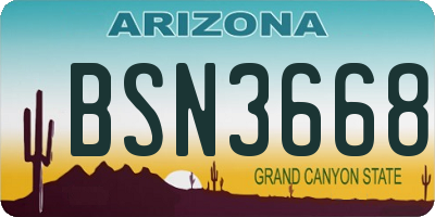 AZ license plate BSN3668