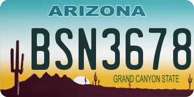 AZ license plate BSN3678