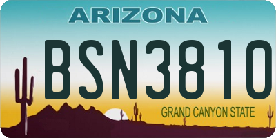AZ license plate BSN3810