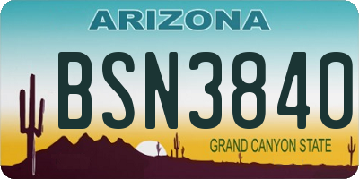 AZ license plate BSN3840