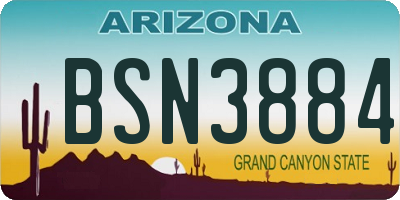 AZ license plate BSN3884
