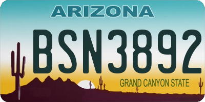 AZ license plate BSN3892