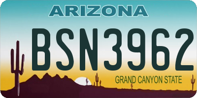 AZ license plate BSN3962