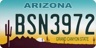 AZ license plate BSN3972